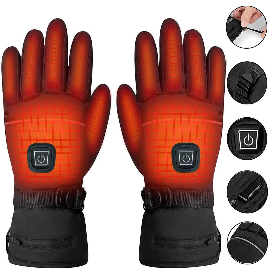 Heated Gloves Long Working Hours Rechargeable Battery 3 Temperature Settings Electric Heat Resistant Gloves for Men Women for Sports Outdoor Climbing Hiking Skiing Winter Handwarmer
